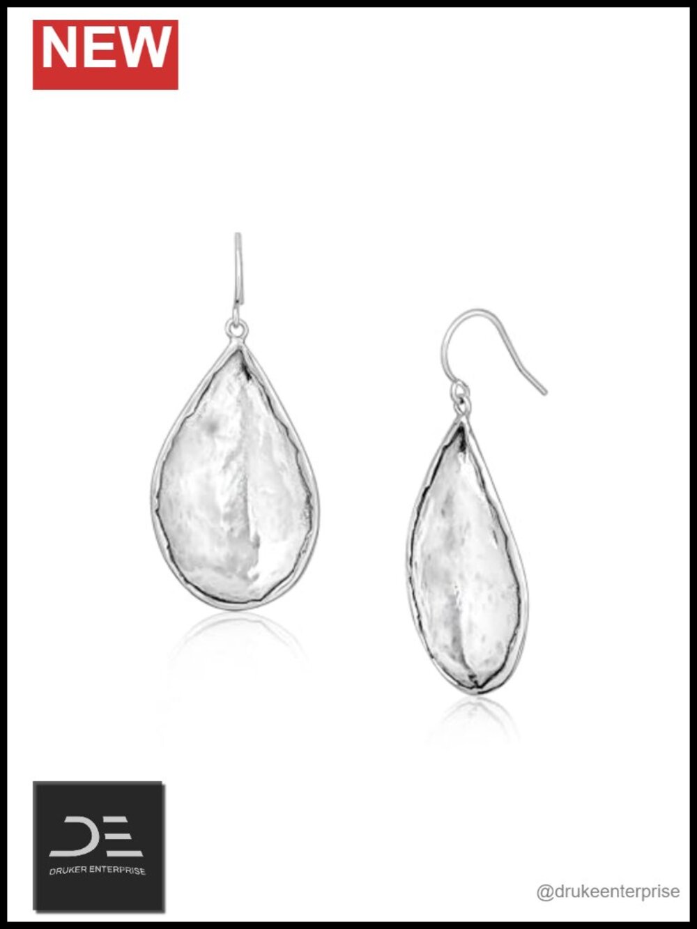 Hammered Teardrop Dangle Earrings 925 Sterling Silver